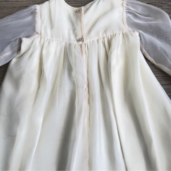 Vintage Baby/Child Baptism Christening Gown Sheer Organza Embroidery W/Shawl - Picture 12 of 16